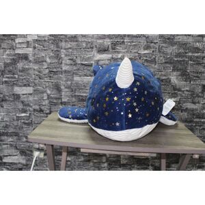 This & That Stuffed Narwhal Plush 35 Inches Blue/White Stars NWT